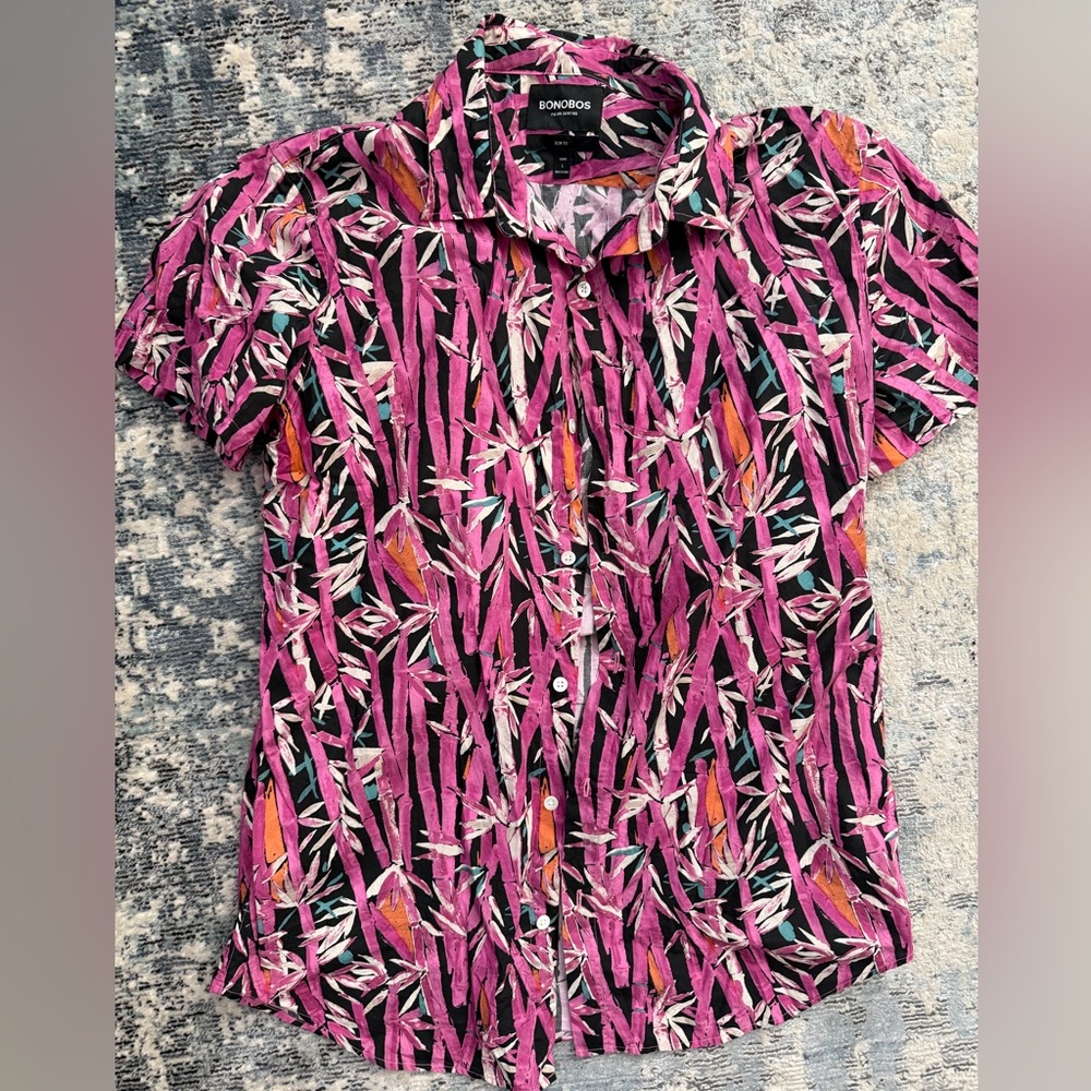 Bonobos Pink and Black Riviera Shirt